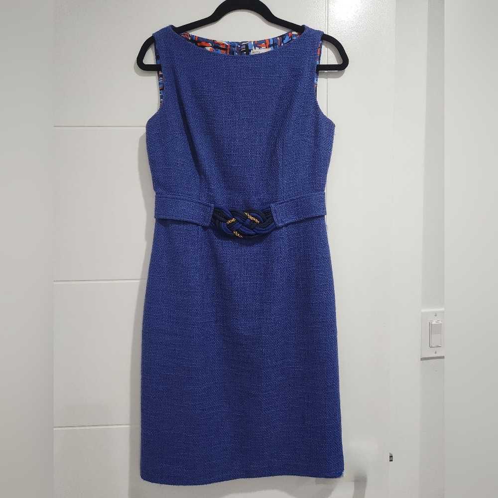 Milly Tweed Sheath Dress Belt Detail Size 8